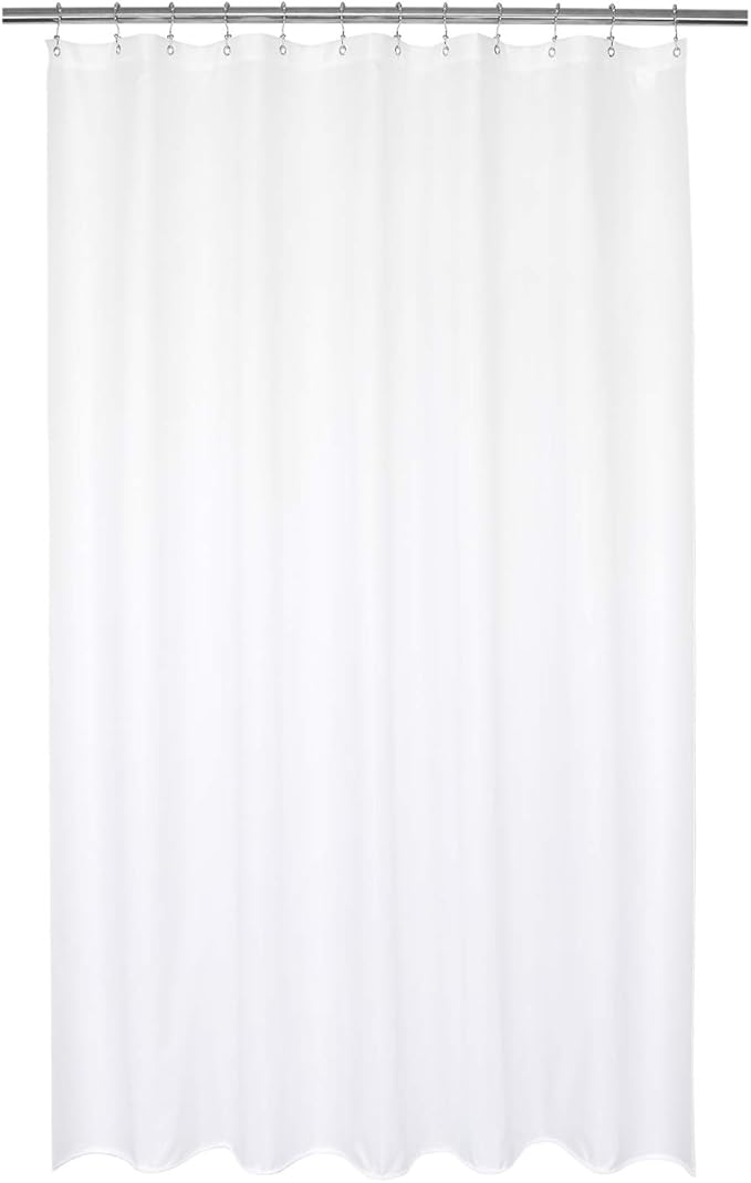 Barossa Design Waterproof Fabric Shower Curtain or Liner Microfiber 72" W x 80" H - Extra Long, Hotel Quality, Machine Washable, White Shower Liner for Bath Tub, 72x80 Inches
