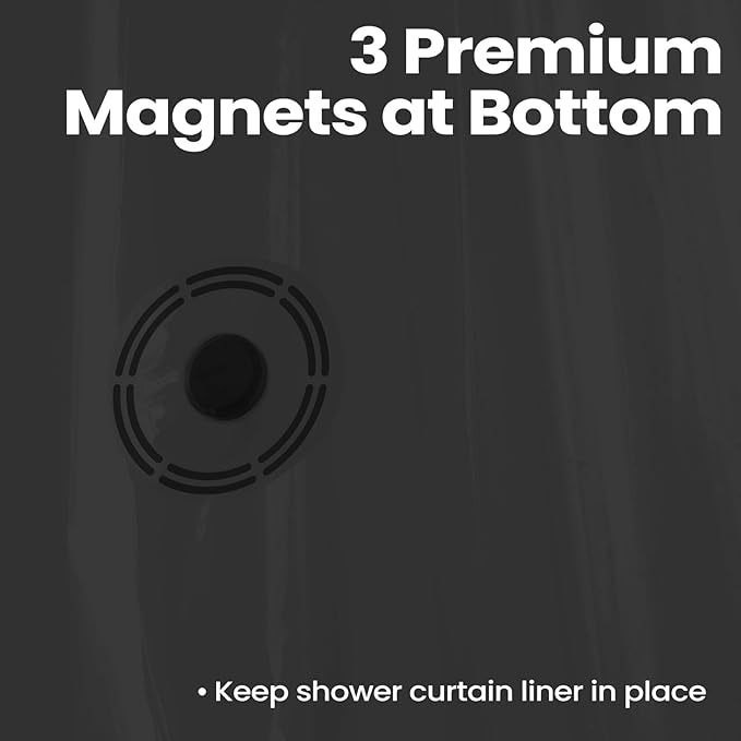 downluxe Dark Grey Shower Curtain Liner, PEVA Lightweight Plastic Shower Liner with 3 Magnets, 72" x 72" Waterproof Bathroom Curtain