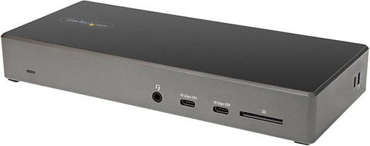 StarTech.com USB C Triple 4K Monitor Docking Station - 100W Power Delivery - DP 1.4 Alt Mode & DSC, 2 DisplayPort/HDMI 2.0-6 USB (2 at 10Gbps), SD - Windows/Chrome (DK31C2DHSPD) - Black & Space Gray