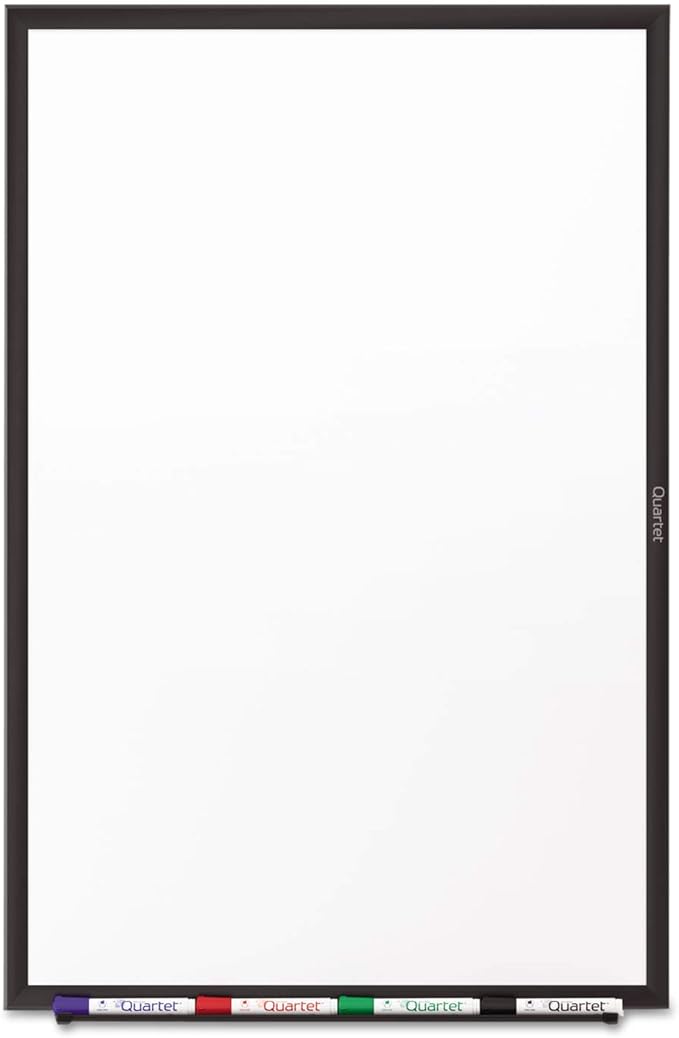 Quartet Whiteboard, Non-Magnetic Dry Erase White Board, 3' x 2', Total Erase, Black Aluminum Frame (S533B)