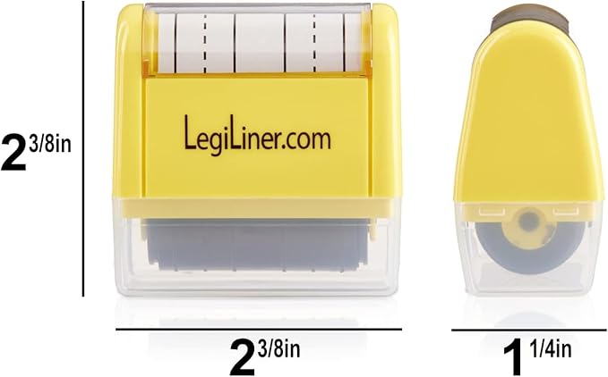 LEGILINER 1/2" Double Stack Dashed Handwriting Line (Yellow) Teacher Stamp – Two Tri-Line Dashed Patterns. Classroom & Home Use. Refillable Ink Writing Practice Double Line Roller Stamp.
