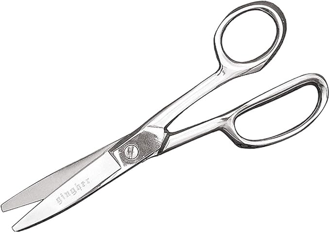 Gingher Utility Shears with Protective Sheath - 8" Stainless Steel Fabric Scissors - Blunt-Tip Knife Edge Fabric Shears - Silver