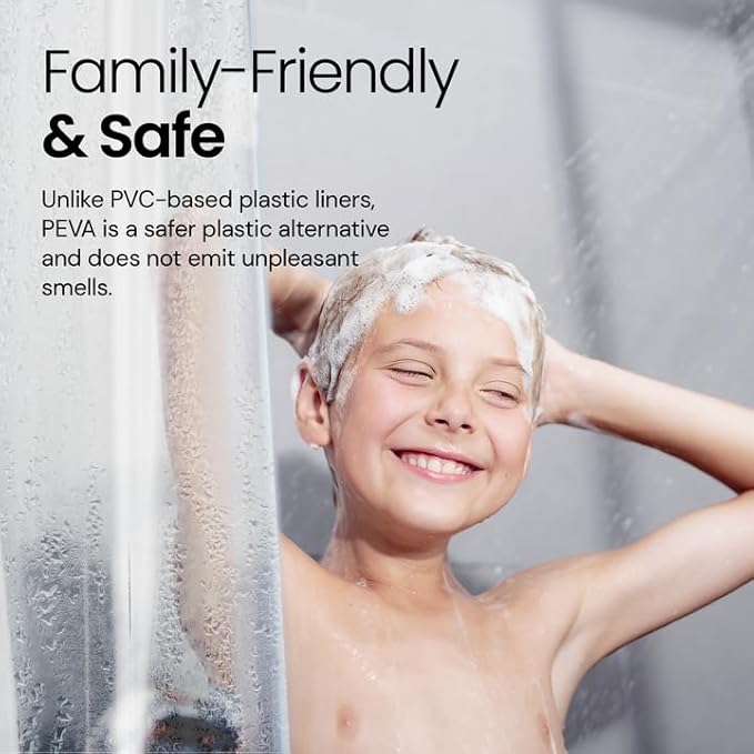 LiBa Bathroom Shower Curtain - Waterproof Plastic Shower Curtain Premium PEVA Non-Toxic with Rust Proof Grommets Frosted 8G Heavy Duty Bathroom Accessories 72x78