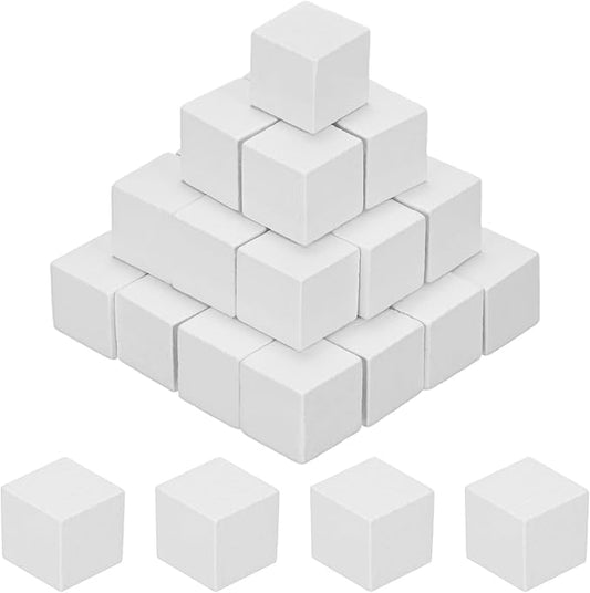 50-Pack DIY Wooden Cube, 0.4 Inch(1 Cm) Colored Natural Wood Blocks for Crafts Making Puzzle Games/Wedding/Home Decor/Dice/Building, Square Blank Block [White]
