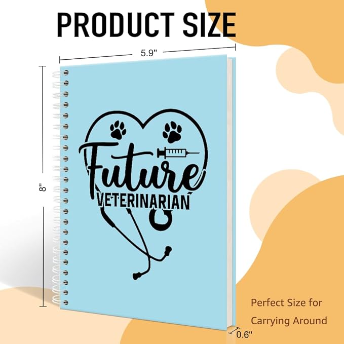 Future Veterinarian Blue Spiral Horizontal Lines Notebook, Funny Paw Silhouettes Journal Gifts for Future Veterinary Nurse Vet Assistant Animal Lover, Grad Gifts for Veterinary Tech Student