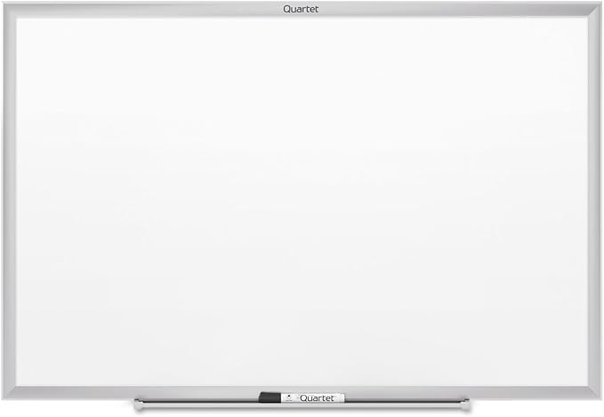 Quartet Magnetic Dry Erase White Board, 60"W x 36"HWhiteboard, Nano-Clean Surface Resists Ink Stains, Silver Aluminum Frame (SM535)