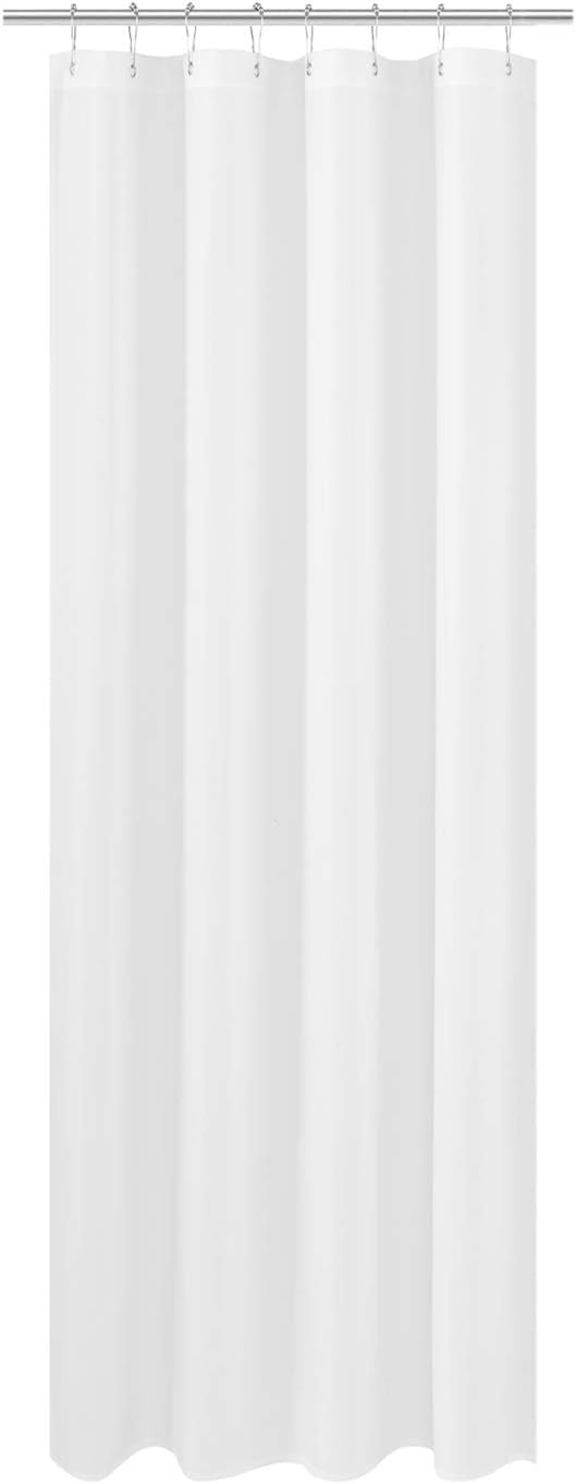 N&Y HOME Fabric Shower Curtain Liner Extra Long Stall Size 48 x 84 inches, Hotel Quality Washable White Shower Liner, 48x84