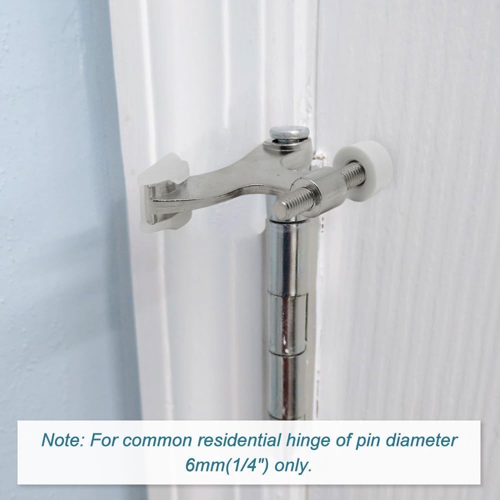 48 Pack Hinge Pin Brushed Nickel Door Stopper, Adjustable Heavy Duty Hinge Pin Door Stop with Rubber Bumper Tips
