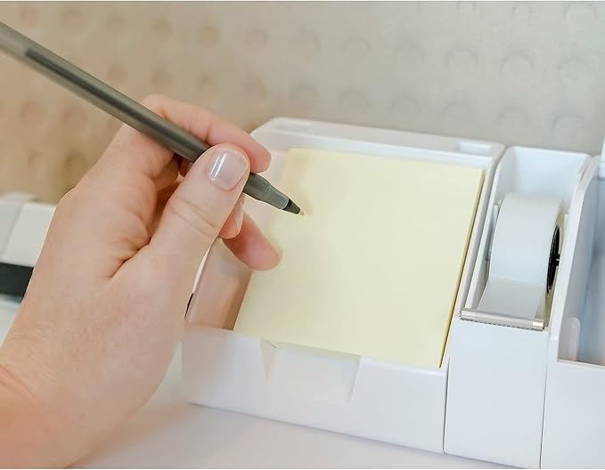 Bostitch Office Konnect 5-Piece Desktop Organizer Kit, Includes Cable Management Rail, Charging Phone Dock, Tape Dispenser, Sticky Notes, Storage Bin, White (KT-CKIT1-WHITE)