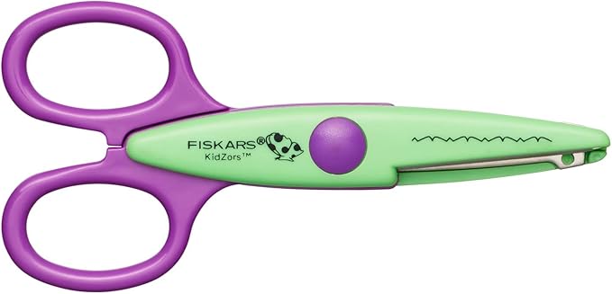 Fiskars Children's Decor Scissors, 6 Pieces, Incl. Storage Bag, Length: 13 cm, for Right- and Left-Handed Users, from 4 Years, Stainless Steel Blade/Plastic Handles, Multi-Coloured, Kidzors, 1003730
