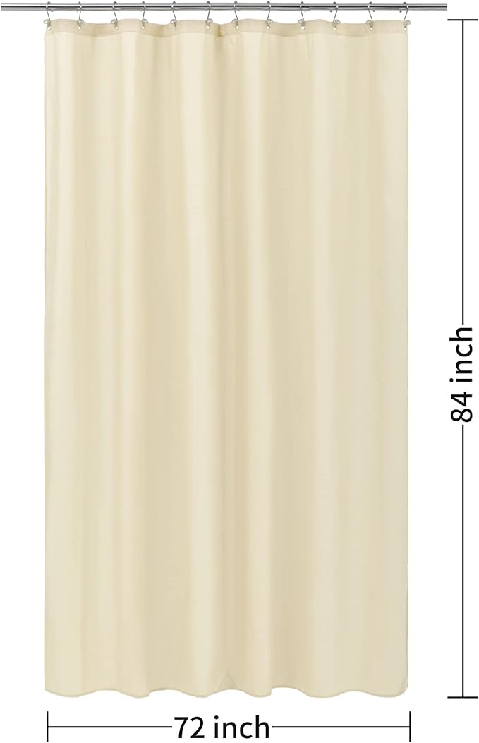 ALYVIA SPRING Extra Long Fabric Shower Curtain Liner Waterproof - 72" x 84", Soft & Lightweight XL Shower Curtain with 3 Magnets, Machine Washable - 72x84, Cream