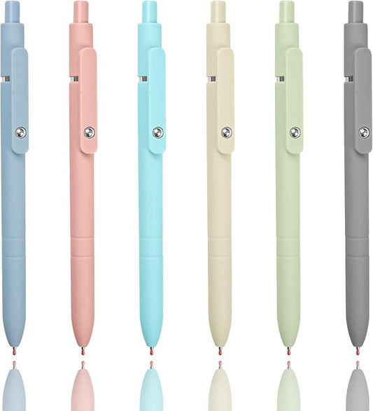 Gel Pens 6-Pack Quick-Dry Smudge-Resistant Ink, Writing Tools for School, Office, Creative Projects | Aesthetic Gift Set for Students/Teachers/Nurses/Professionals (Morandi-6PCS)