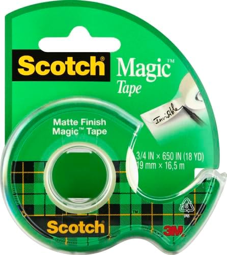 Scotch Magic Tape, 1 Roll, Numerous Applications, Invisible, Engineered for Repairing, 3/4 x 650 Inches, Dispensered (122) (Pack of 2)