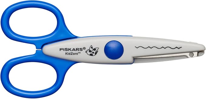 Fiskars Children's Decor Scissors, 6 Pieces, Incl. Storage Bag, Length: 13 cm, for Right- and Left-Handed Users, from 4 Years, Stainless Steel Blade/Plastic Handles, Multi-Coloured, Kidzors, 1003730