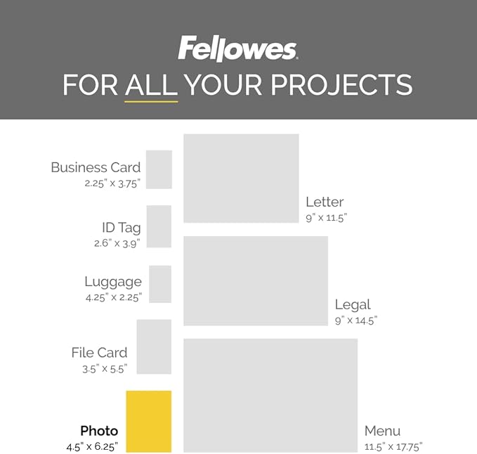 Fellowes, Self-Adhesive Laminating Pouches, 5 Mil, Photo Size, 5 per Pack (5220401)