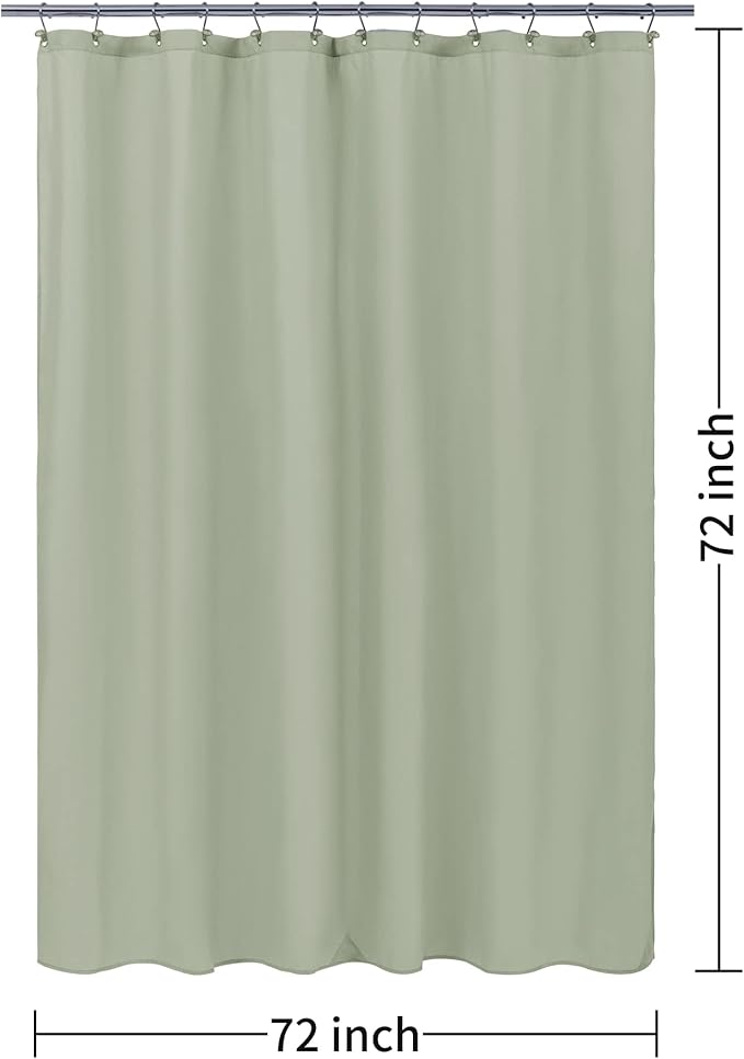 ALYVIA SPRING Sage Green Fabric Shower Curtain Liner Waterproof - Soft & Light-Weight Cloth Shower Liner with 3 Magnets, Hotel Quality & Machine Washable - Standard Size 72x72, Desert Sage