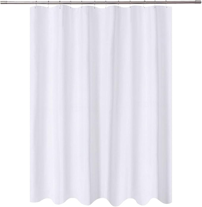 N&Y HOME Long Fabric Shower Curtain Liner 72 x 78 inches Longer Length, Hotel Quality, Washable, Water Repellent, White Spa Bathroom Curtains with Grommets, 72x78