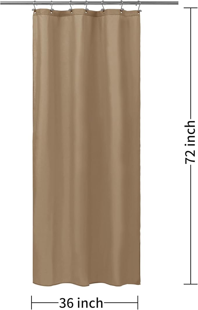 ALYVIA SPRING Stall Fabric Shower Curtain Liner Waterproof - Soft & Lightweight Small Shower Curtain with Magnets for Narrow Stall Size, Machine Washable - 36x72, Coffee