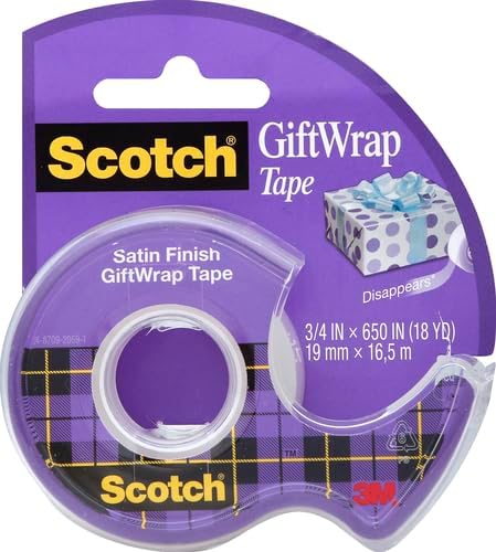 Scotch Gift Wrap Tape, Invisible, 0.75 in. x 650 in., 1 Tape Rolls With Dispensers