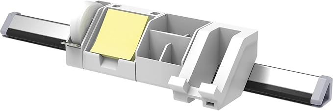 Bostitch Office Konnect 5-Piece Desktop Organizer Kit, Includes Cable Management Rail, Charging Phone Dock, Tape Dispenser, Sticky Notes, Storage Bin, White (KT-CKIT1-WHITE)