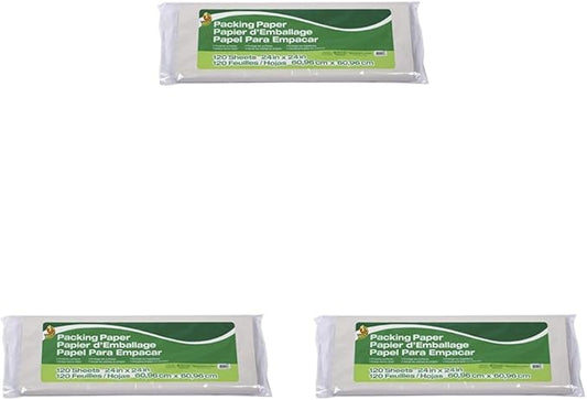 Duck Brand Packing Paper, 24 Inch x 24 Inch Sheets, White (1139951), 120 Count (Pack of 3)