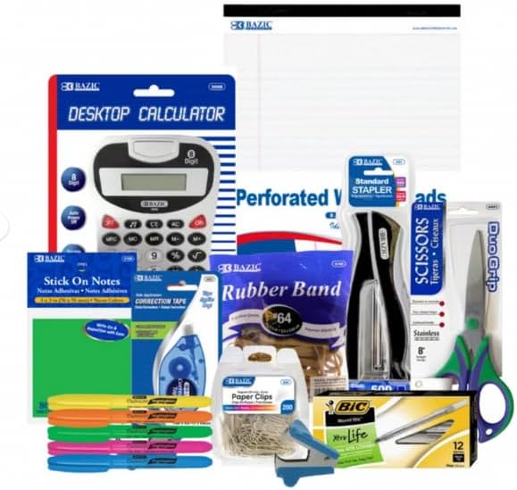 MWSC School Kits Office or Home Desk Supplies Starter Kit | Teacher's Desk Starter Kit | 27 Piece Bundle