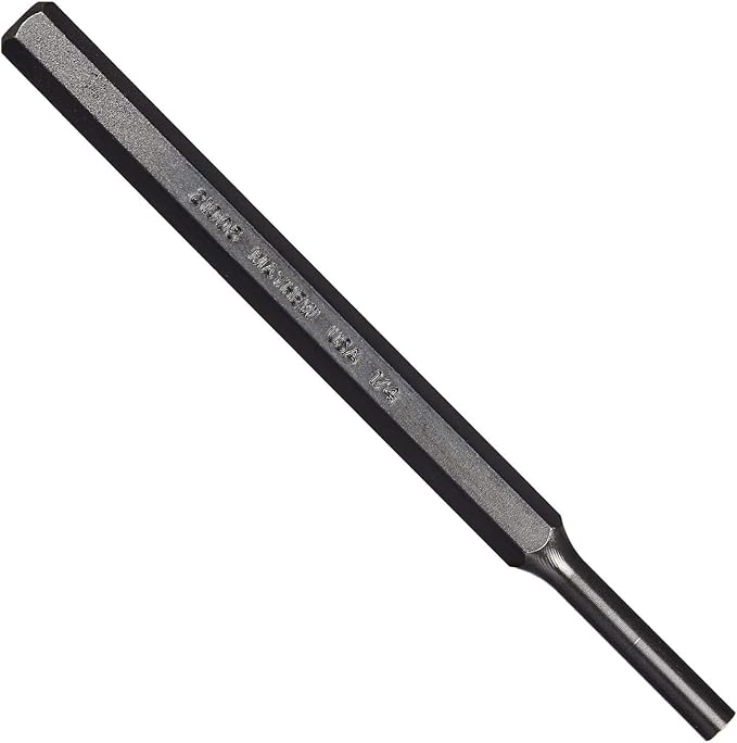 Mayhew Tools 21005 SAE Pin Punch, 1/4 x 1.25" Pin, 5-3/4" OAL x 3/8" Body, Black Oxide Finish
