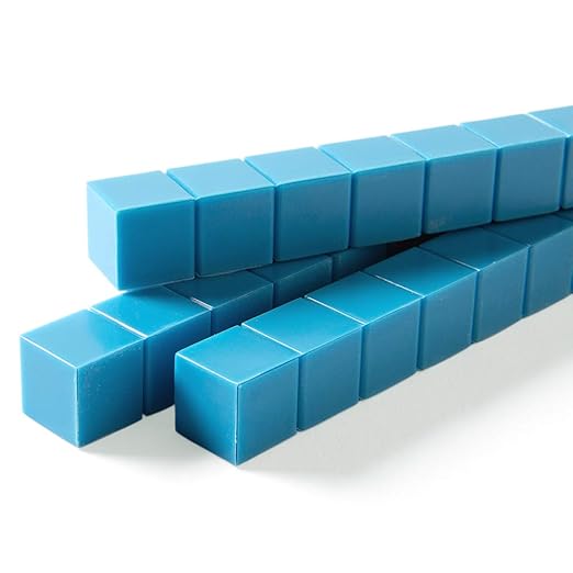 hand2mind Blue Plastic Base Ten Blocks Rods Set, Place Value Blocks, Counting Cubes, Base 10 Math Manipulatives, Teacher Supplies for Math Classroom, Montessori Math Materials (Set of 50)