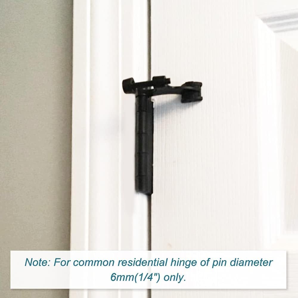 20 Pack Hinge Pin Black Door Stopper, Adjustable Heavy Duty Hinge Pin Door Stop with Black Rubber Bumper Tips