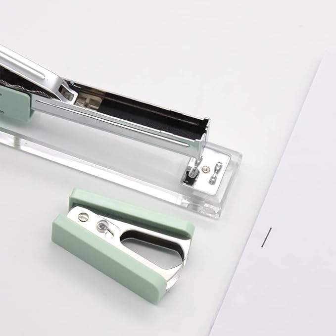 NatSumeBasics Mint Green Staple Remover 2pcs Cute Staples Puller Removal Tool with Lock Plastic Body Steel Jaws for Office School Desk Accessories (2 Green)
