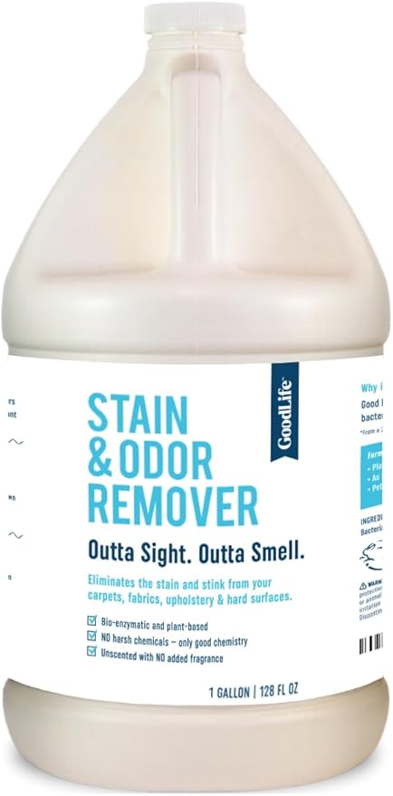 Natural Odor and Stain Remover Spray - Unscented Plant-Based Child & Pet Safe Cleaner Earth-Friendly Odor Eliminator Eco Cleaning Products for Home, Carpet (1 Pack, 1 Gallon)