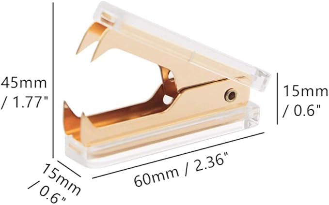 1 Pack Gold Staple Remover Clear Acrylic Golden Glitter Metal Jaws Staples Puller Removal Tool for Home Office School Supplies Desktop Accessories (1)