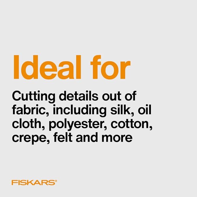 Fiskars Micro-Tip Spring Assisted Scissors, Precision Cutting Stainless Steel Blades, Comfort Handle, Cut Details in Fabric, Sewing Scissors and Arts and Crafts Tools