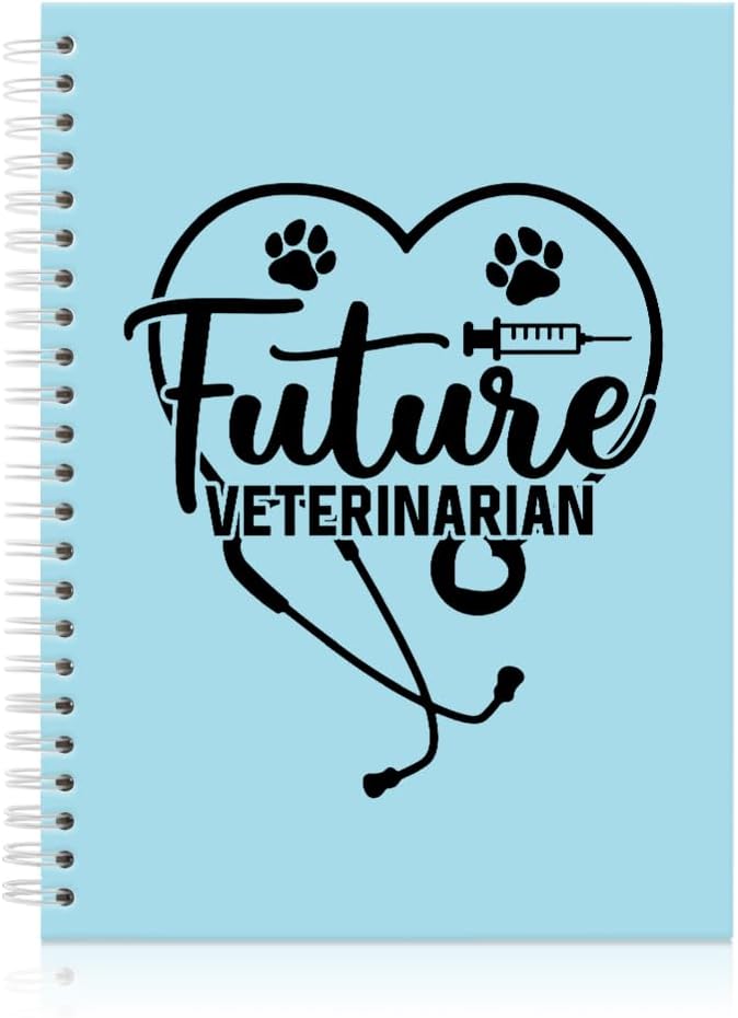 Future Veterinarian Blue Spiral Horizontal Lines Notebook, Funny Paw Silhouettes Journal Gifts for Future Veterinary Nurse Vet Assistant Animal Lover, Grad Gifts for Veterinary Tech Student