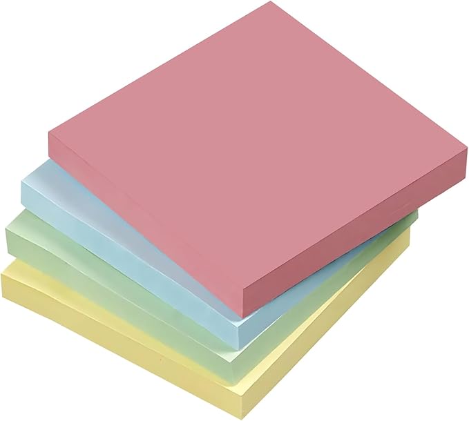 Pastel Stick-on Notes for Easy Organization- Colorful Sticky Notes in Vibrant Pastel Shades for Clear, Visible Reminders- Small 400 Sheets for Home, Office or School Use - 3×4