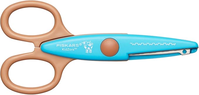 Fiskars Children's Decor Scissors, 6 Pieces, Incl. Storage Bag, Length: 13 cm, for Right- and Left-Handed Users, from 4 Years, Stainless Steel Blade/Plastic Handles, Multi-Coloured, Kidzors, 1003730