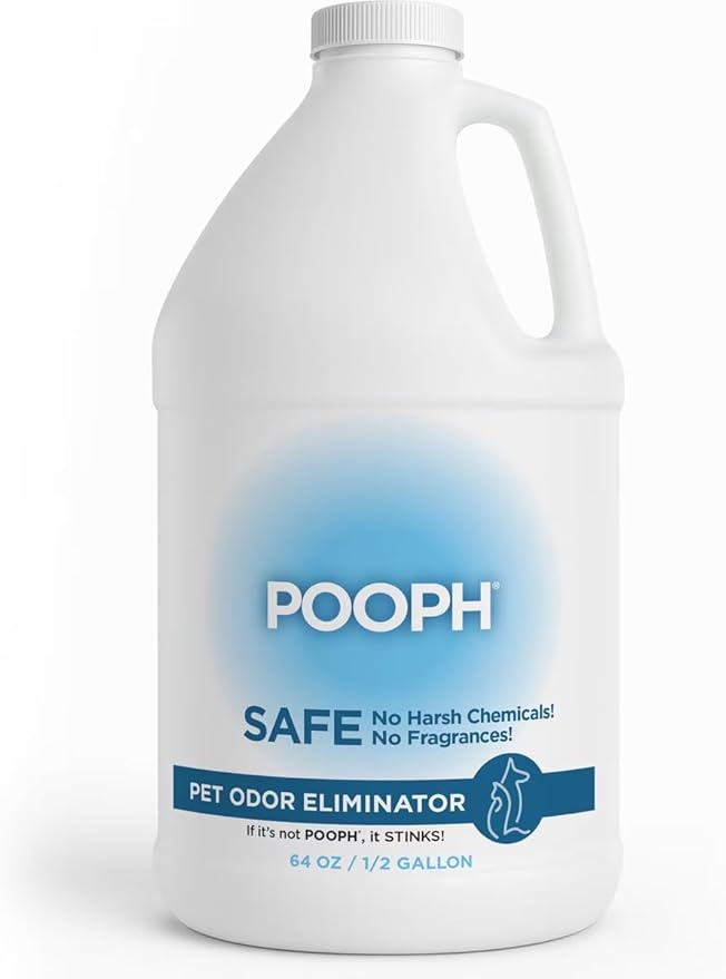 POOPH® Pet Odor Eliminator – 64 fl oz Bottle – Organic, NO Fragrances, NO Harsh Chemicals – Fast, Safe and Effective, Works On-Contact! For Home, Auto, Upholstery, Furniture – Safe for Pets & People