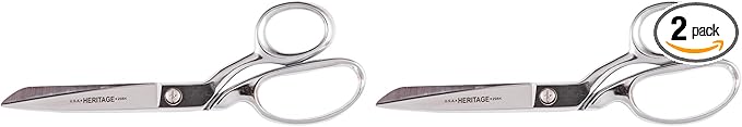 Klein Tools 208K Scissors, Made in USA, Bent Trimmer with Knife Edge for Easy Fabric Table Top Cutting, 8-Inch (Pack of 2)