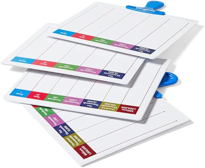 hand2mind Place Value Answer Board, Dry Erase Board Sets, Dry Erase Paddles, Math Classroom Supplies, Base 10 Math Manipulatives for Elementary School, 1st Grade Math Materials (Pack of 4)