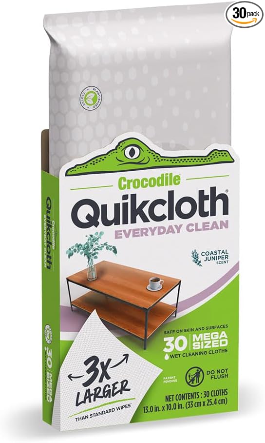 Quikcloth® Everyday Clean – Plant-Based, Gentle, Plastic-Free Cleaning Wipes for Home & Kitchen - Safe on Hands and Surfaces