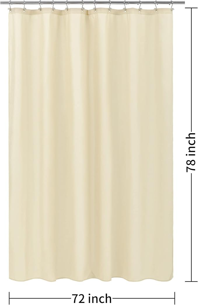 ALYVIA SPRING Long Fabric Shower Curtain Liner Waterproof - 72" x 78", Soft & Lightweight Long Shower Curtain with 3 Magnets, Machine Washable - 72x78, Cream
