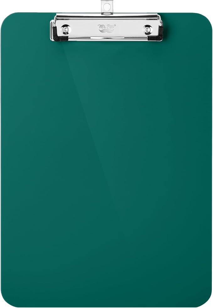 Mr. Pen- Plastic Clipboard, 12.5” x 9”, Dark Green, Clipboard Plastic, Low-Profile Metal Clip with Retractable Hanging Hole