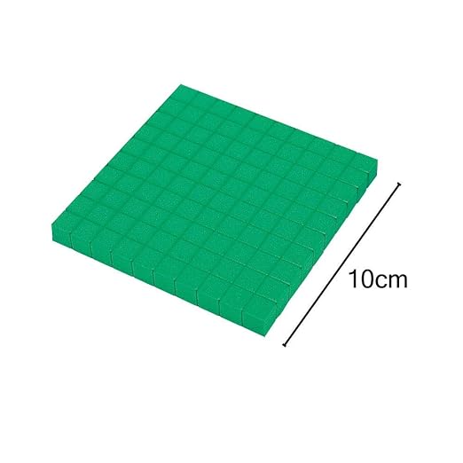 hand2mind Green Foam Base Ten Blocks, Flats Set, Place Value Blocks, Counting Cubes for Kids Math, Base 10 Math Manipulatives for Kids, Kindergarten Homeschool Supplies (Set of 10)