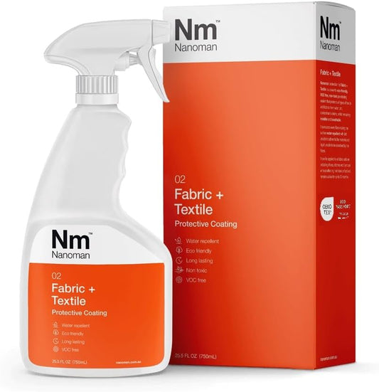 Nanoman Fabric & Textile Protector Spray | Invisible, Waterproof, Stain-Resistant | Safe for All Fabrics & Textiles | Eco-Friendly, Non-Toxic, Long-Lasting Protection | 750ml