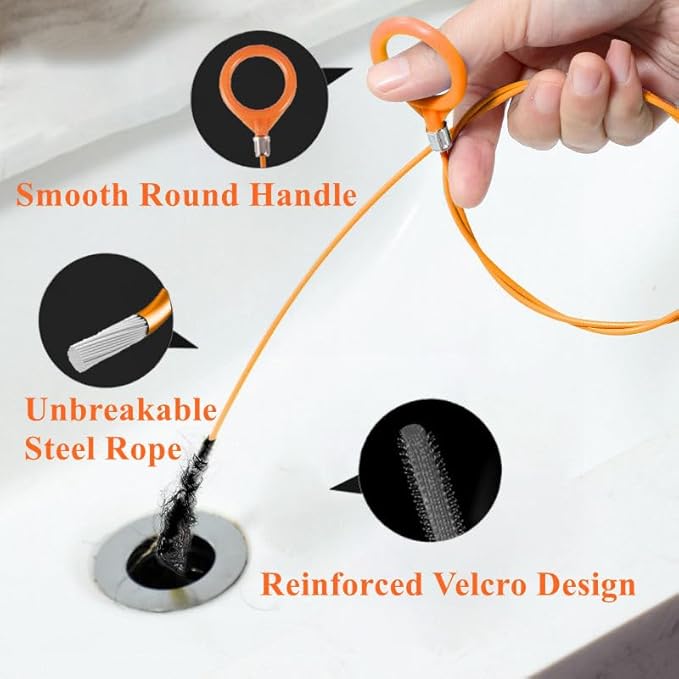 35 Inch Drain Snake Hair Clog Remover Tool, Long Flexible Anti-Break Steel Plumbing Snake, for Bathroom Sink, Shower, Tub, Pipe Drain (4 Pack)