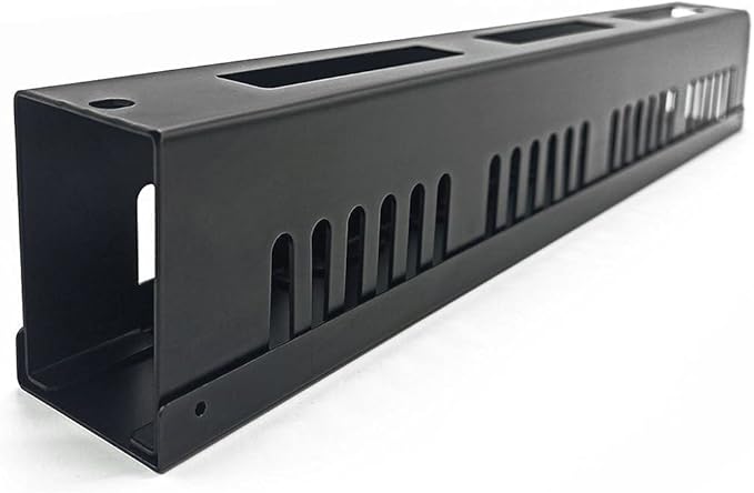 Monoprice 1U Metal Rackmount Cable Management Panel - 1.58 Feet - Black, Protects Cables, Promotes Good Airflow, Easy Grouping of Cables, Cable Organization