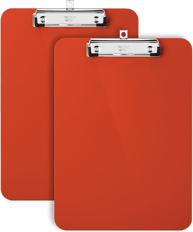 Mr. Pen- Plastic Clipboard, 12.5" x 9", 2 Pack, Clipboard Plastic, Low-Profile Metal Clip with Retractable Hanging Hole