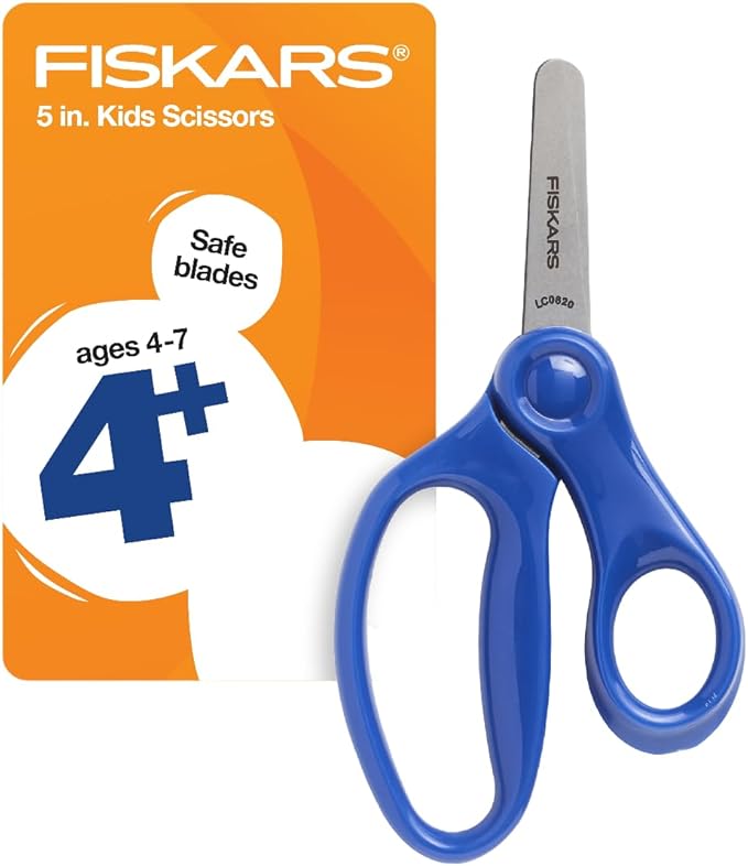 Fiskars 5" Blunt-Tip Scissors for Kids Ages 4-7 - Scissors for School or Crafting - Back to School Supplies - Blue