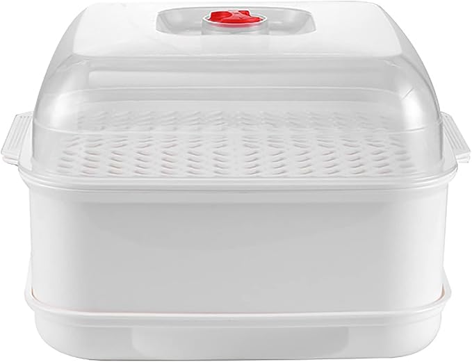 Microwave Steamer with Lid and Tray, Vegetables Steamer for Microwave Bowl, Microwavable Cookware Supplies (2 - Layer)