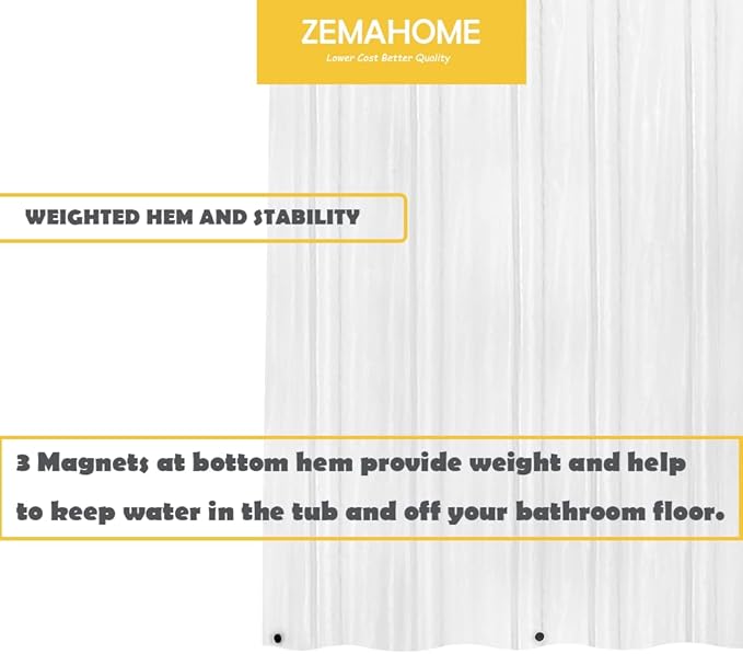 2 Pack PEVA Plastic Shower Curtain Liner Premium Light Weight 72" x 72" Clear Bathroom Shower Showroom Curtain Liner with Rustproof Metal Gromments and Weighted Magnet